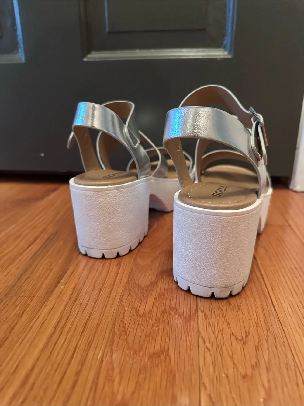 Metallic Silver Platform Sandals for Women